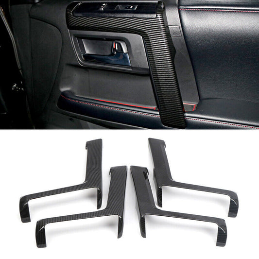 for Toyota 4Runner 2010-2023 Carbon Fiber ABS Inner Door Armrest Cover Trim 4Pcs