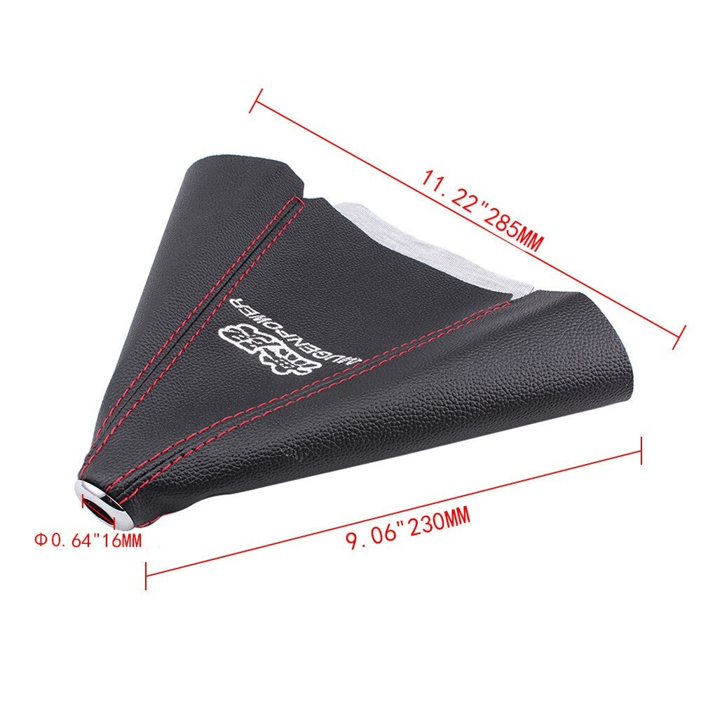 MUGEN Racing Car Shifter Boot Cover Leather Red Stitch For MT/AT Shift Knob