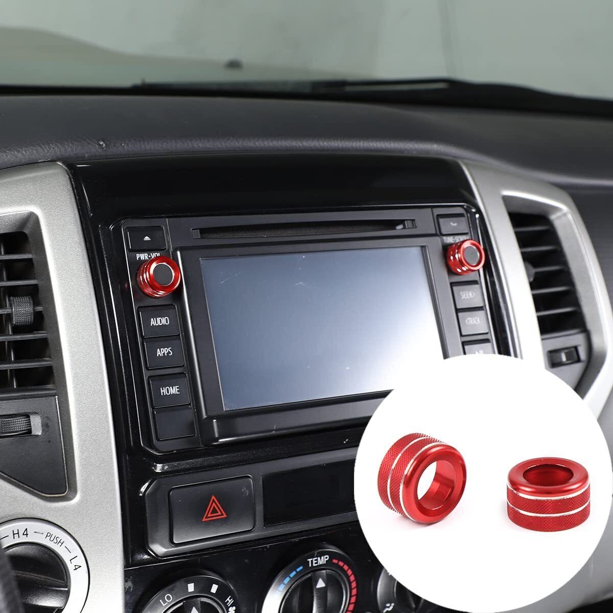 for Toyota Tacoma 2011-14 Red Console Multimedia Control Volume Knob Ring Cover