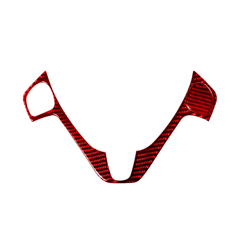 2Pcs Red Carbon Fiber Steering Wheel Accent Cover Trim for Ford Fiesta 2011-2015