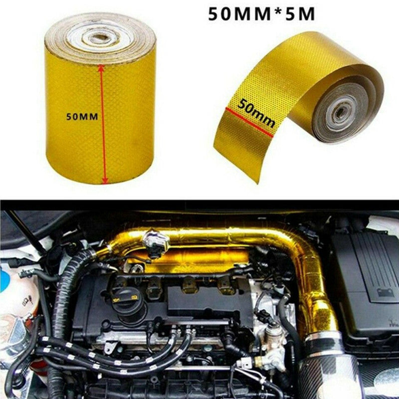 5M Car Insulation Thermal Exhaust Tape Heat Shield Wrap Reflective Heat Barrier