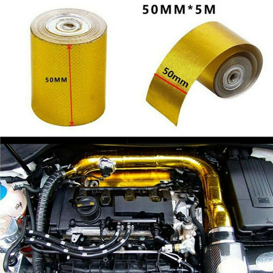 5M Car Insulation Thermal Exhaust Tape Heat Shield Wrap Reflective Heat Barrier