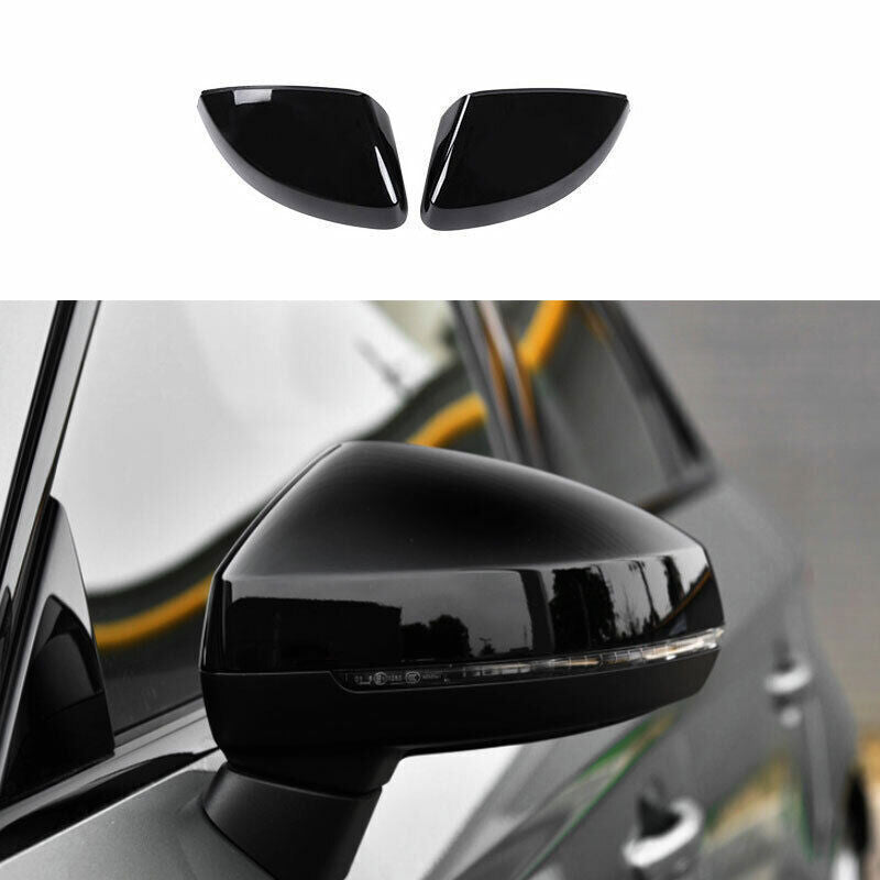 For 14-2020 for Audi A3 S3 ABS Bright Black Rear View Side Door Mirror Cover Trim 2X