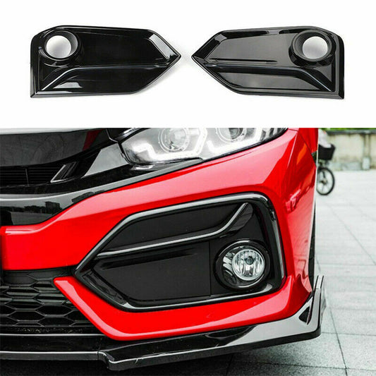 for Honda for Civic Hatchback 2016-2021 Gloss Black Front Fog Light Lamp Panel Cover