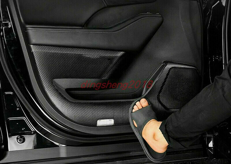 Carbon Fiber Leather Door Anti-Kick Anti-Dirty Trim for Toyota Highlander 20-23