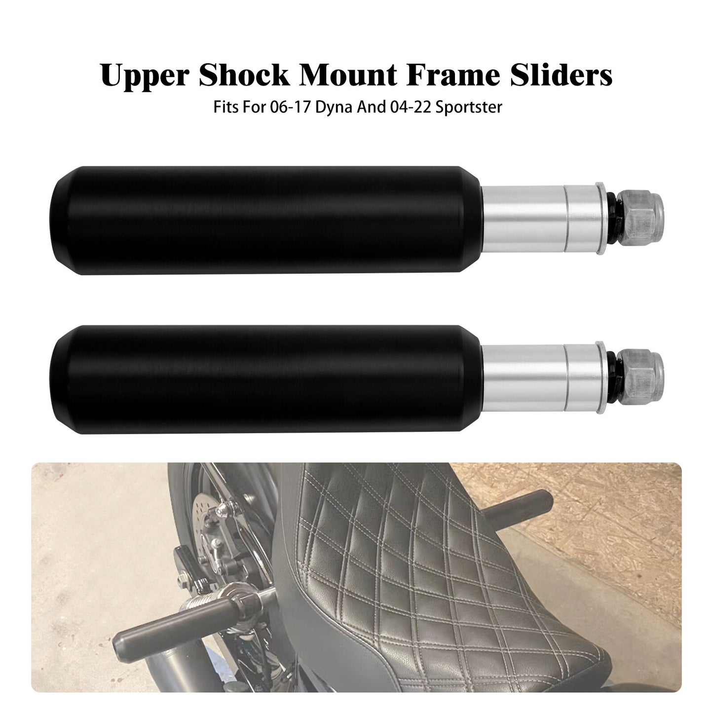 6 Upper Shock Mount Frame Sliders for Harley Sportster 883 1200 48 72 2004-2022