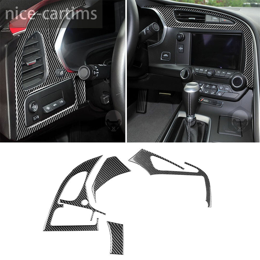 4Pcs Carbon Fiber Dashboard Air Vent Outlet Panel Trim for Corvette C7 2014-2019