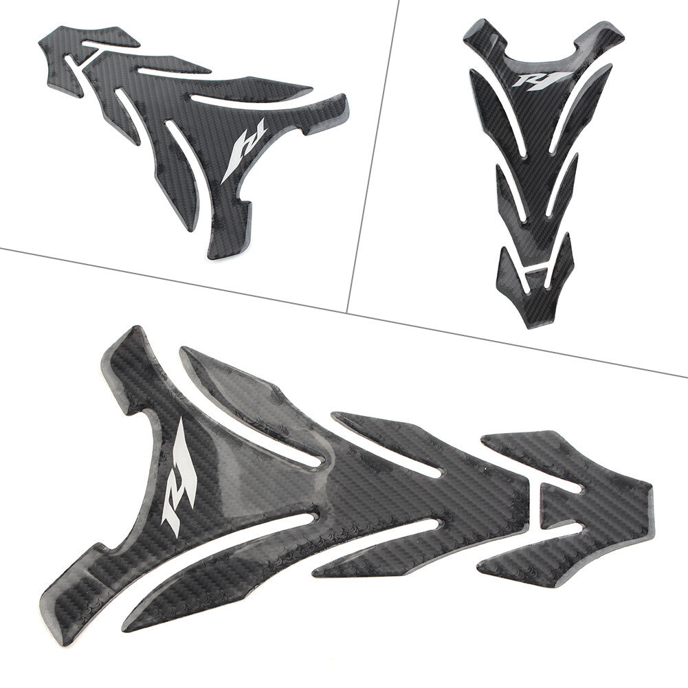 1Pc Carbon Fiber Gas Fuel Tank 3D Decal Protector Pad Sticker Fit for Yamaha YZF-R1
