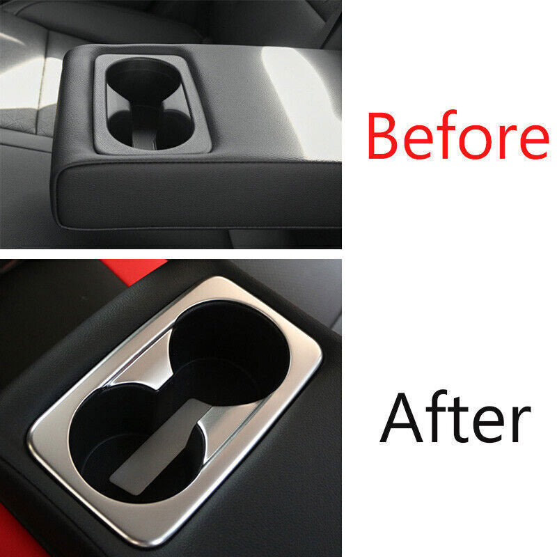 Rear Water Cup Holder Panel Cover Trim for Kia K3 Forte 2019-22 Silver Titanium