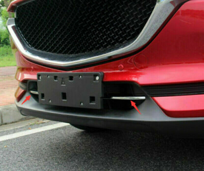 for Mazda CX-5 17-21 Chrome Steel Front Bumper Lower Grille Cover Strip Trim 2X