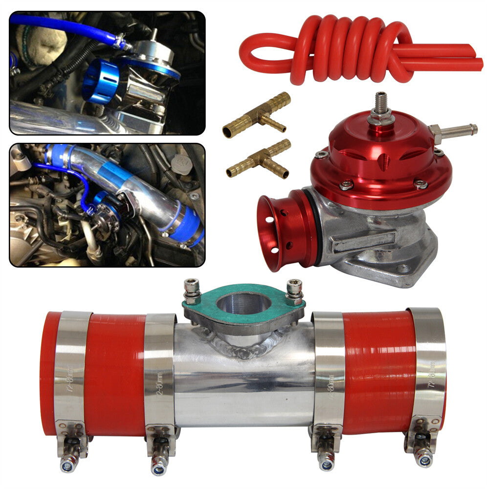 30PSI Blow Off Valve BOV +Type RS 2.75 Flange Pipe Adapter Silicone Hose Kit RD