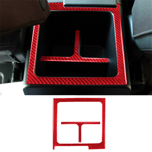 Red Carbon Fiber Center Console Storage Box Trim For Toyot@ FJ Cruiser 2007-2021