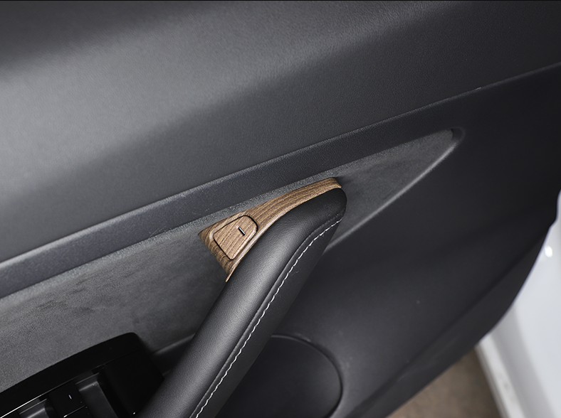 for Tesla Model 3/Y 2017-2023 Wood Grain Inner Door Lock Switch Peanl Cover Trim