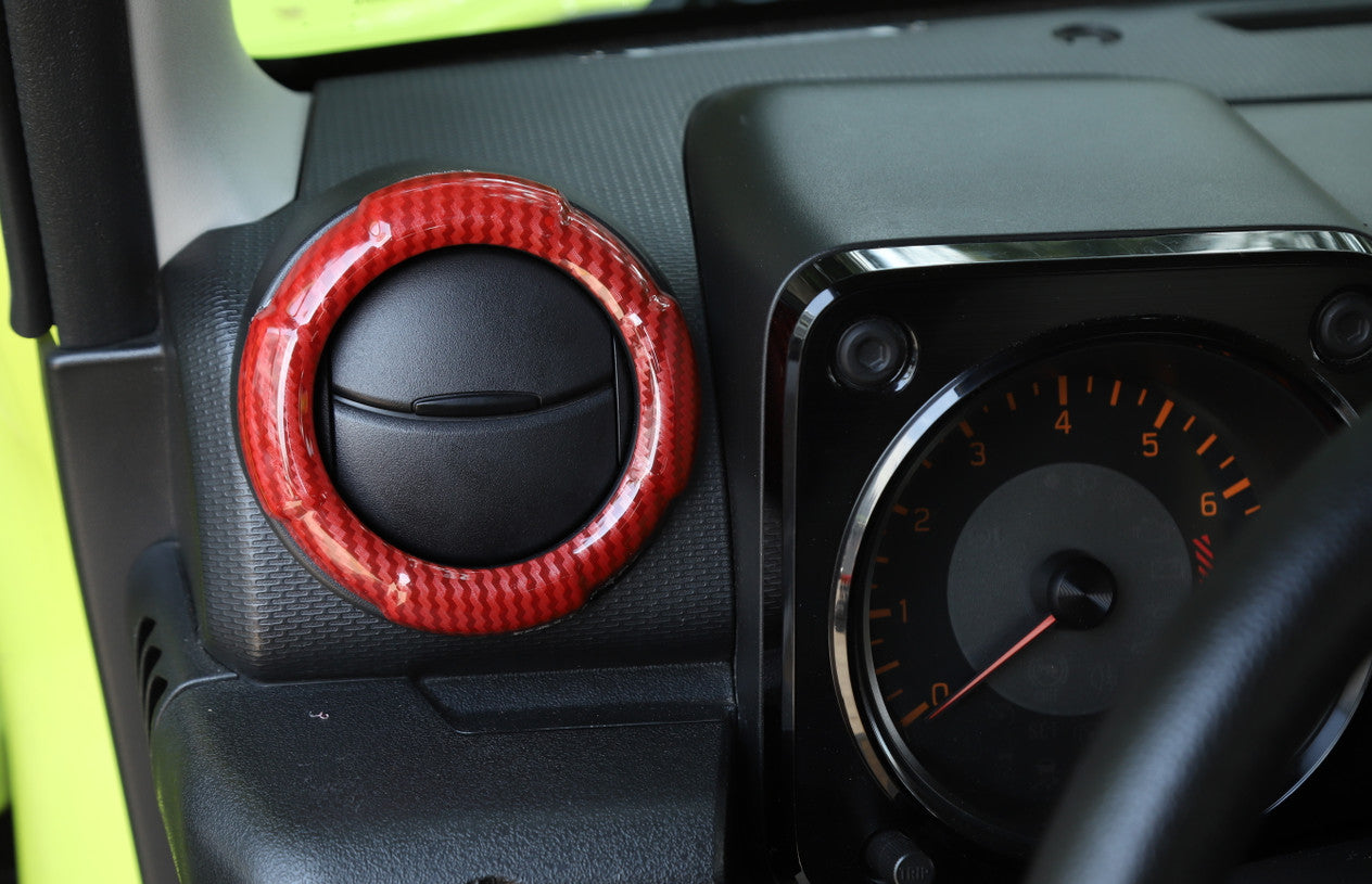 2¡ÁAir Condition Vent Outlet Trim for Suzuki for Jimny 2019-2022 ABS Red Carbon Fiber