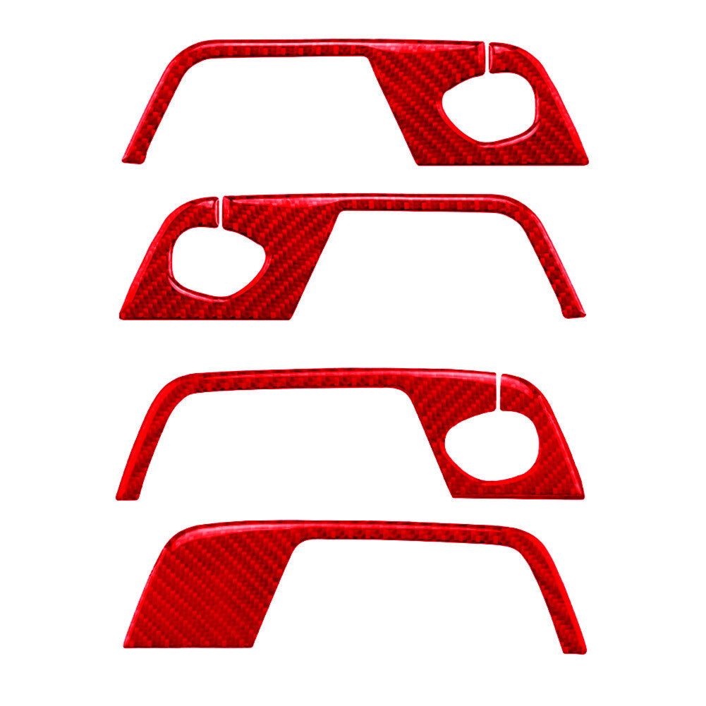 Red Carbon Fiber Interior Door Inner Panel Trim Strip for Audi for A4 S4 2005-2008
