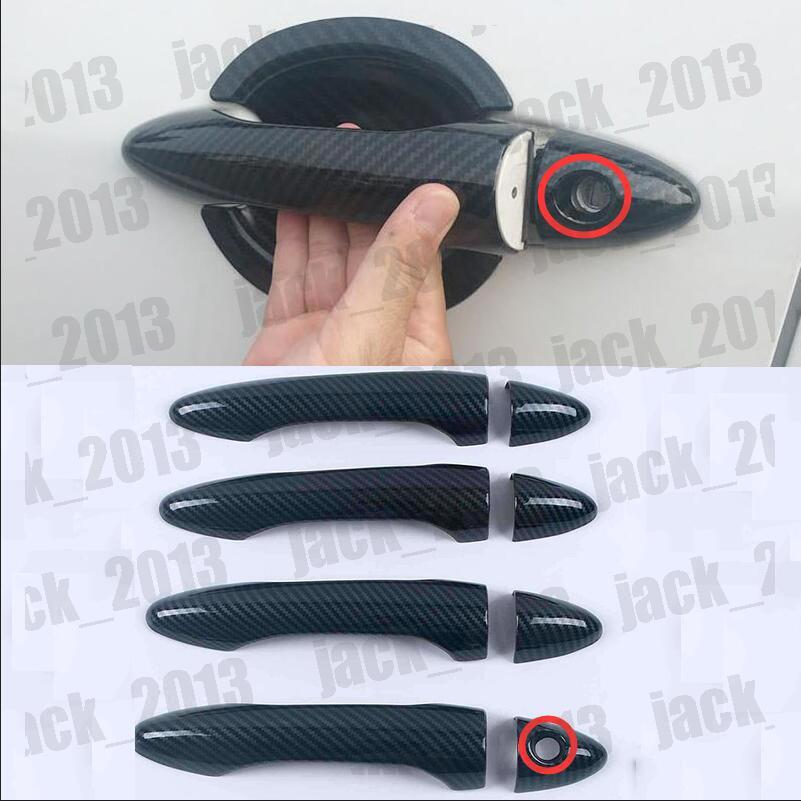for Kia Forte K3 2014-2018 Carbon Fiber ABS Car Side Door Handle Cover Trim 8pcs