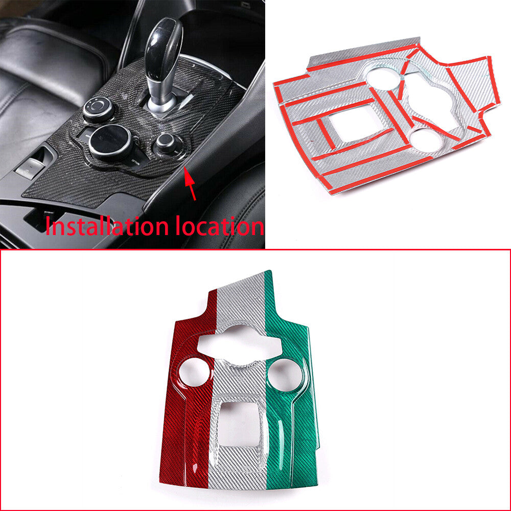 3color Carbon Fiber Center Console Gear Shift Trim for Alfa Romeo Giulia 2017-19