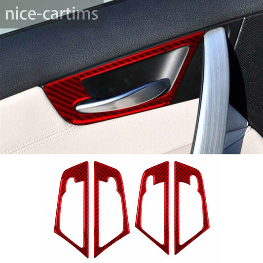 4¡ÁRed Carbon Fiber Interior Door Handle Bowl Panel Trim for BMW X3 E83 2004-2010