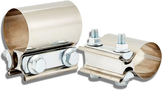 2.5-inch Butt Connector with Clamp, Exhaust Muffler Clamp, 2X Exhaust Pipe Clip