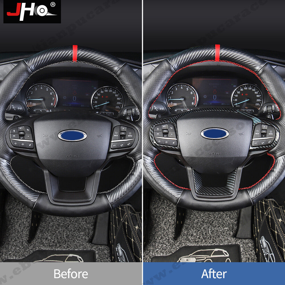 Carbon Grain Steering Wheel Frame Overlay Cover Trim for Ford Explorer 2020-2023