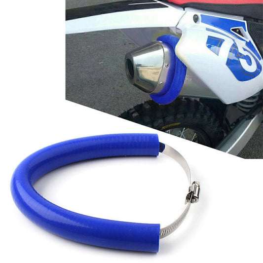 Universal Dirt Bike Exhaust Pipe Heat Shield Crash Protector Guard Blue