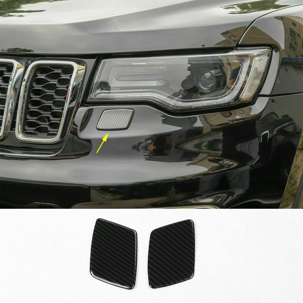 Carbon Fiber Headlight Washer Spray Cover Trim for Jeep Grand Cherokee 2017-2020
