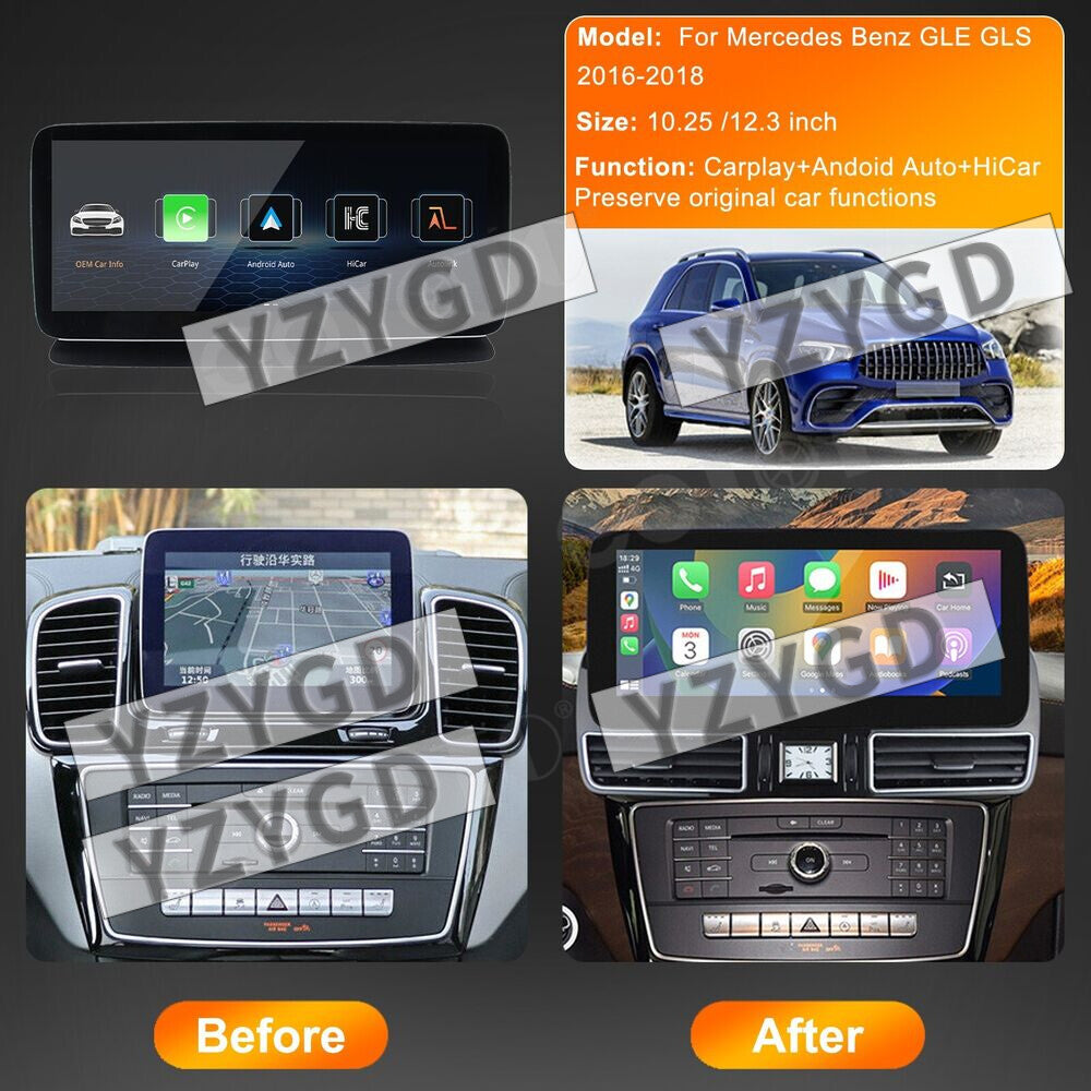 for Mercedes-Benz GLE GLS 2015-18 Android 12.3 CarPlay Screen Multimedia Player