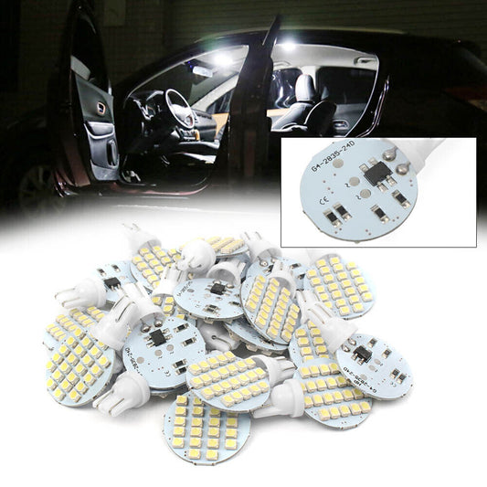 20x T10/921/194 White RV Trailer Landscaping 24SMD Interior LED Light Bulb