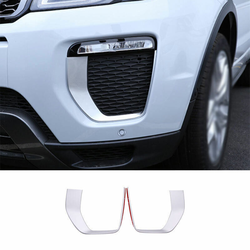 2X Matte Silver Exterior Front Fog Light Frame Trim for Range Rover Evoque 16-19