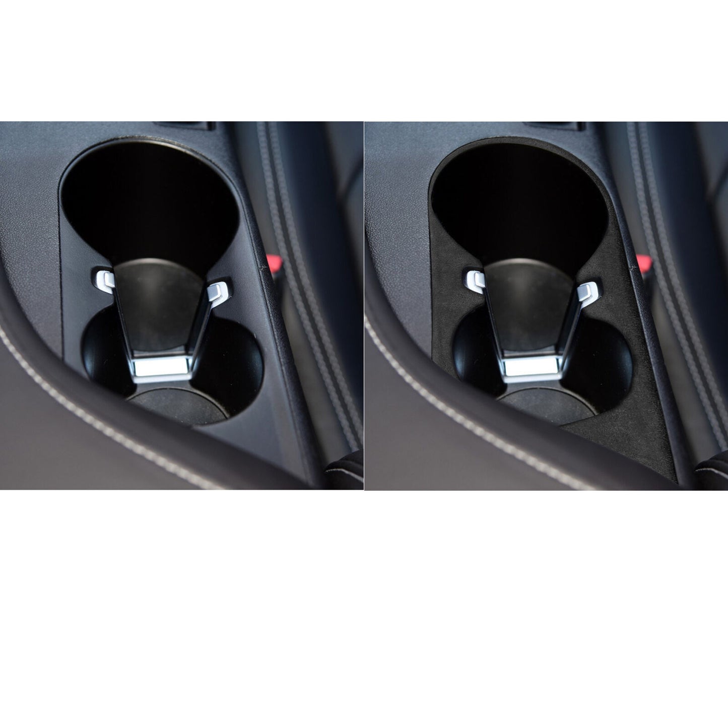Middle Console Drinking Glass Trim Fit for Chevrolet Camaro 2016-2020 Gray Suede