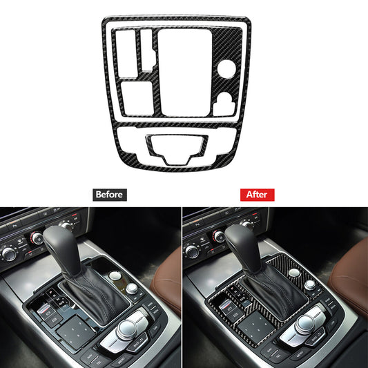 1 set carbon fiber gearshift panel bezel for Audi A6 2012-2018