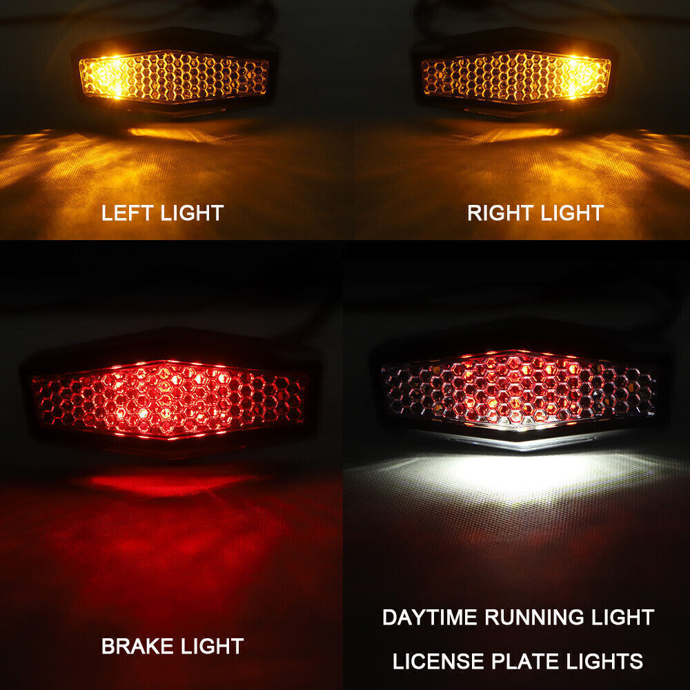 Motorcycle Rear LED Turn Signal Stop Brake Tail License Plate Light Integrated