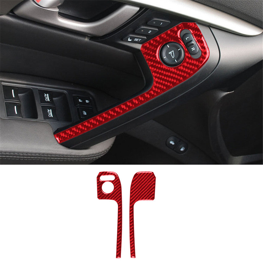 Red Front Door Handle Panel Cover Sticker Carbon Fiber for ACURA TL 2009-2014