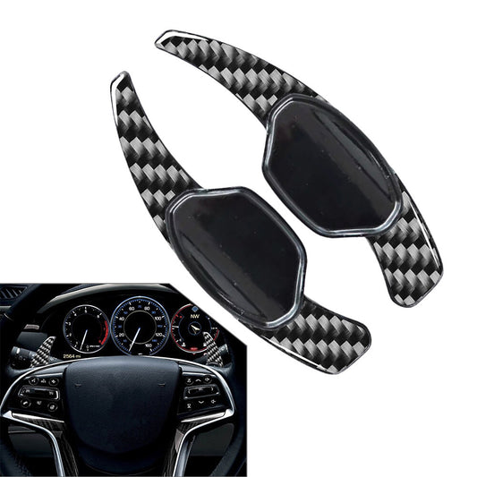 2xSteering Wheel Shift Paddle Extension for Cadillac XTS 13-19 CarbonFiber Black