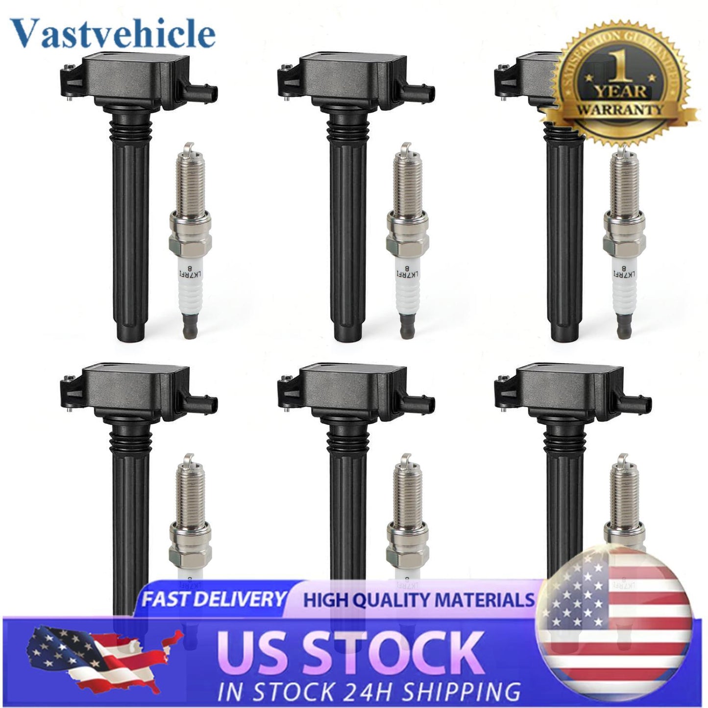 6X UF648 Ignition Coil  Iridium Spark Plugs for Chrysler for Jeep for Dodge for Ram 3.6L V6
