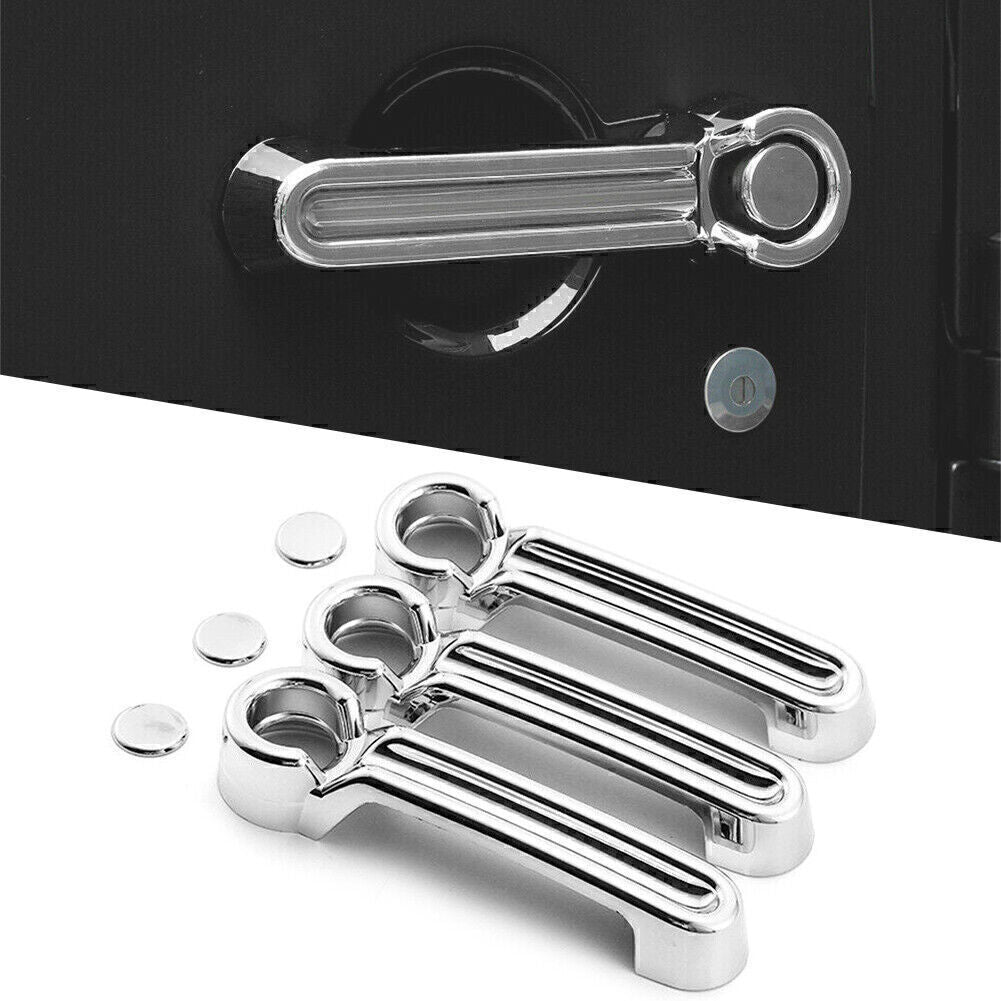 Exterior Door Handle Tailgate Cover Trim Fit for JEEP for Wrangler JK 07-17 2Dr Chrome