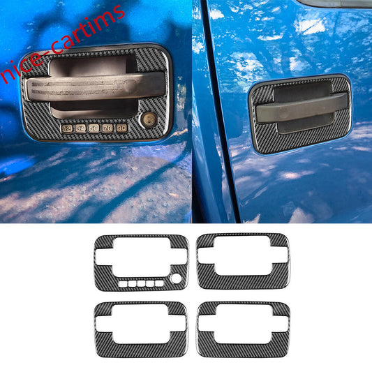 4¡ÁCarbon Fiber Exterior Side Door Handle Bowl Panel Trim for Ford F150 2009-2014