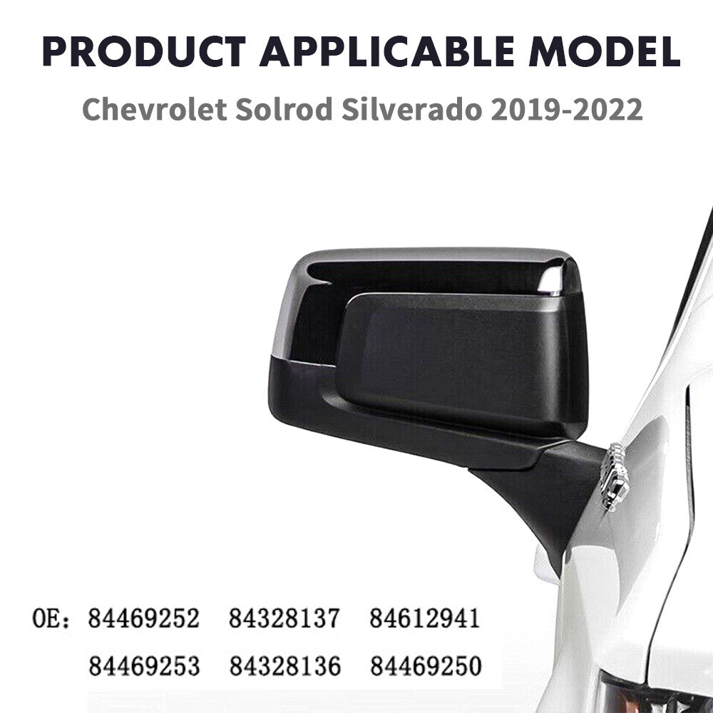 2x Top Half Mirror Cover Glossy Black For 19-23 for Chevy Silverado/ for GMC for Sierra JY