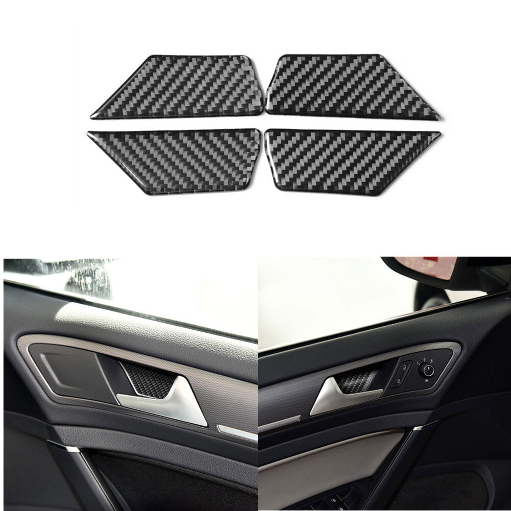 4Pcs Carbon Fiber Interior Door Handle Bowl Cover Trim for VW for Golf MK7 2014-2019