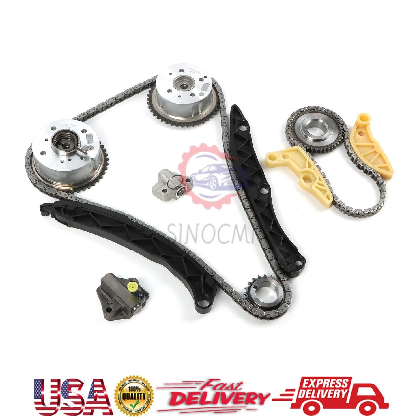 Timing Chain Kit Intake  Exhaust VVT Gear 24370-2E010 24350-2E011 for Hyundai