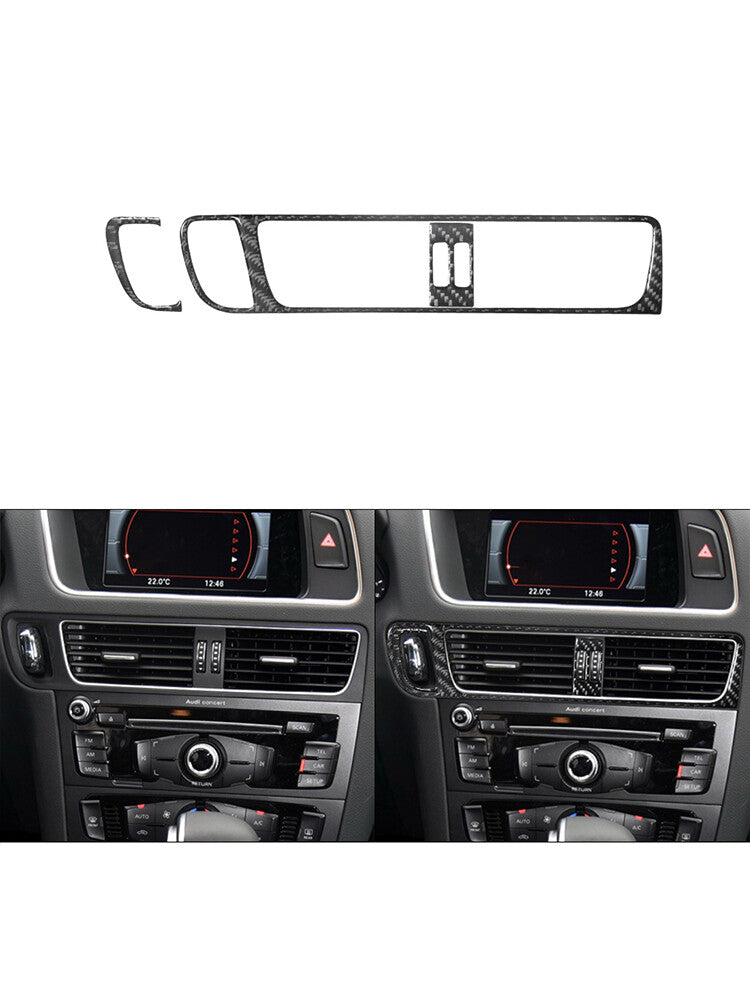 3Pcs Central Air-Con Vent Trim Cover Decor Carbon Fiber for Audi Q5 2009-2017