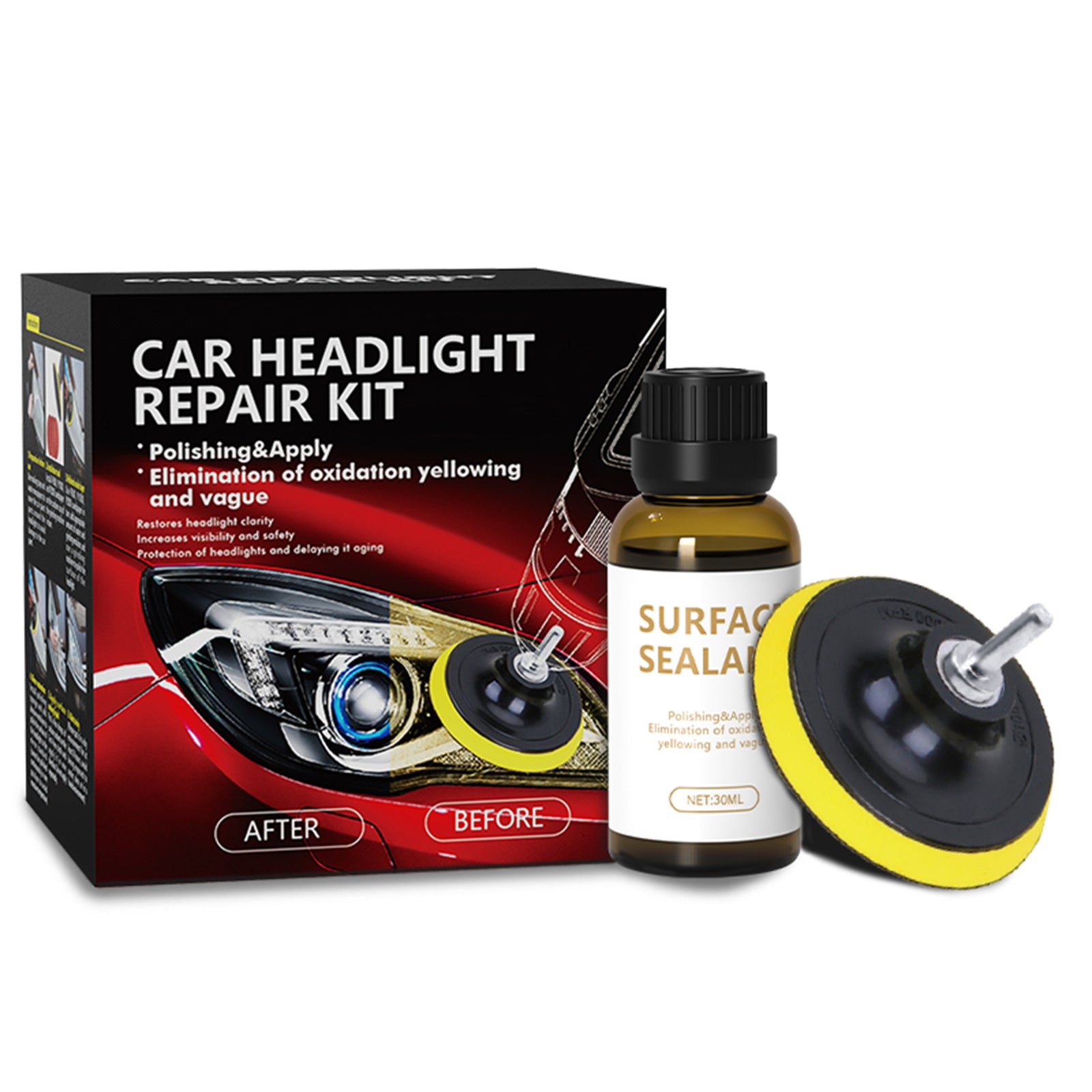 Car Headlight Restoration Kit Headlamp Lens Restore Oxidation Yellow C1W5