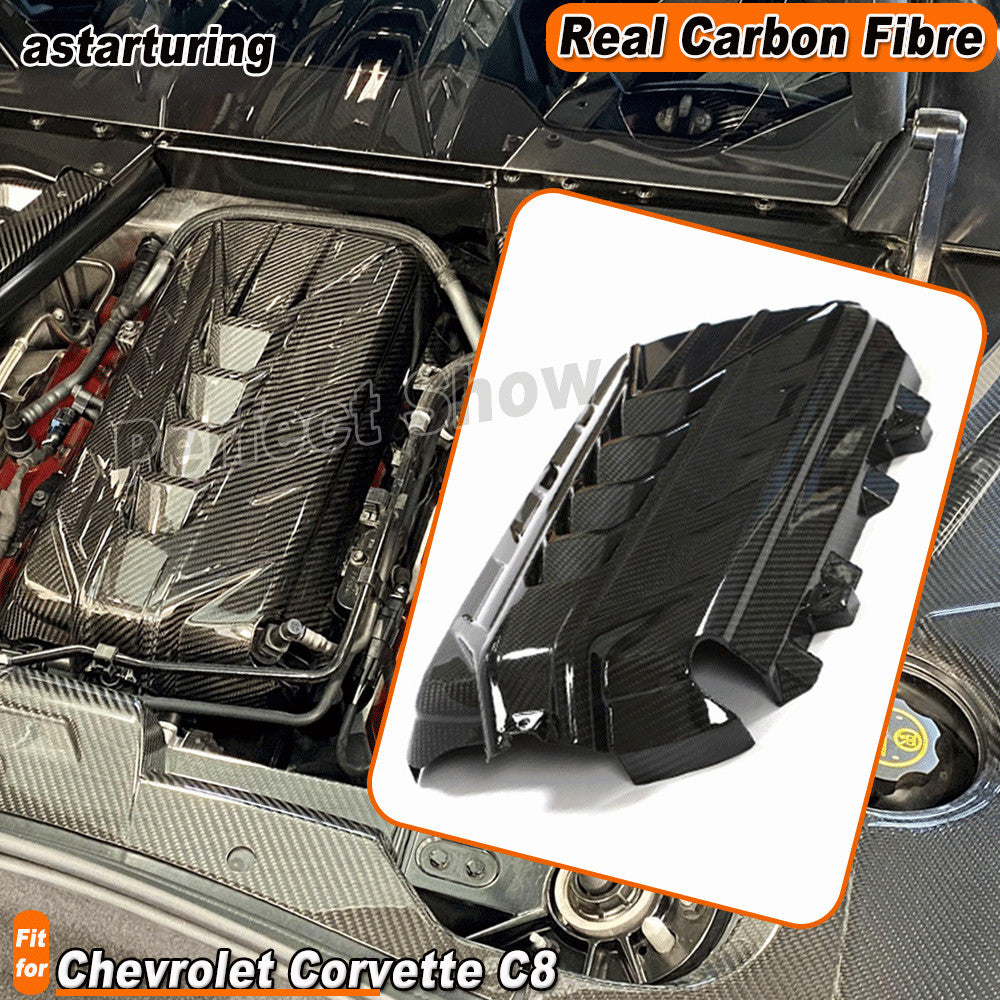 Fit for Chevrolet for Corvette C8 2020-2023 Dry Carbon Fiber Car Engine Cover Trim