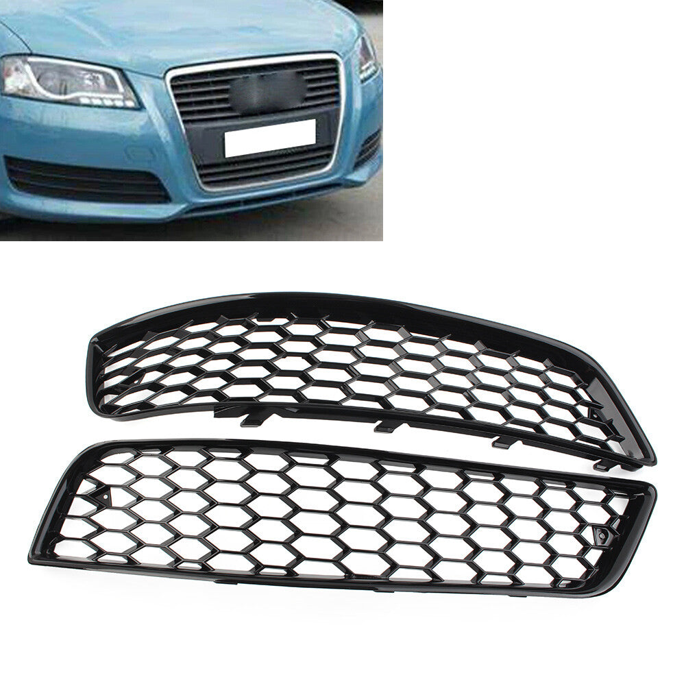 2-piece front bumper honeycomb fog light grille covers for Audi A3 8P 2009-2013 2012