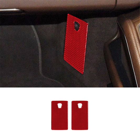 2Pcs Red Carbon Fiber OBD Interface Panel Trim Cover for Porsche 718 2016-2022