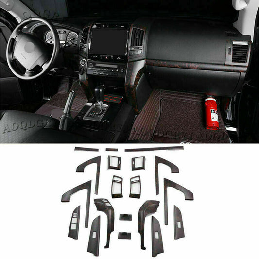 19pc Matte Wood Grain Full Dash Trim Kit Cover for Toyota for Land Cruiser 2008-2015