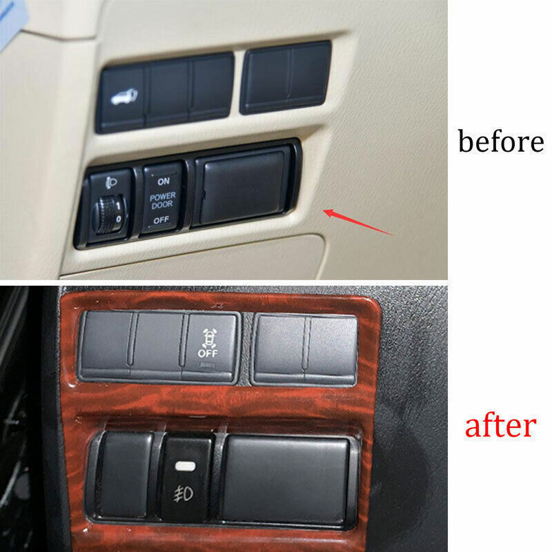 Headlight Button Frame Cover Trim for Nissan Armada Y62 2017-2020 Red Wood Grain