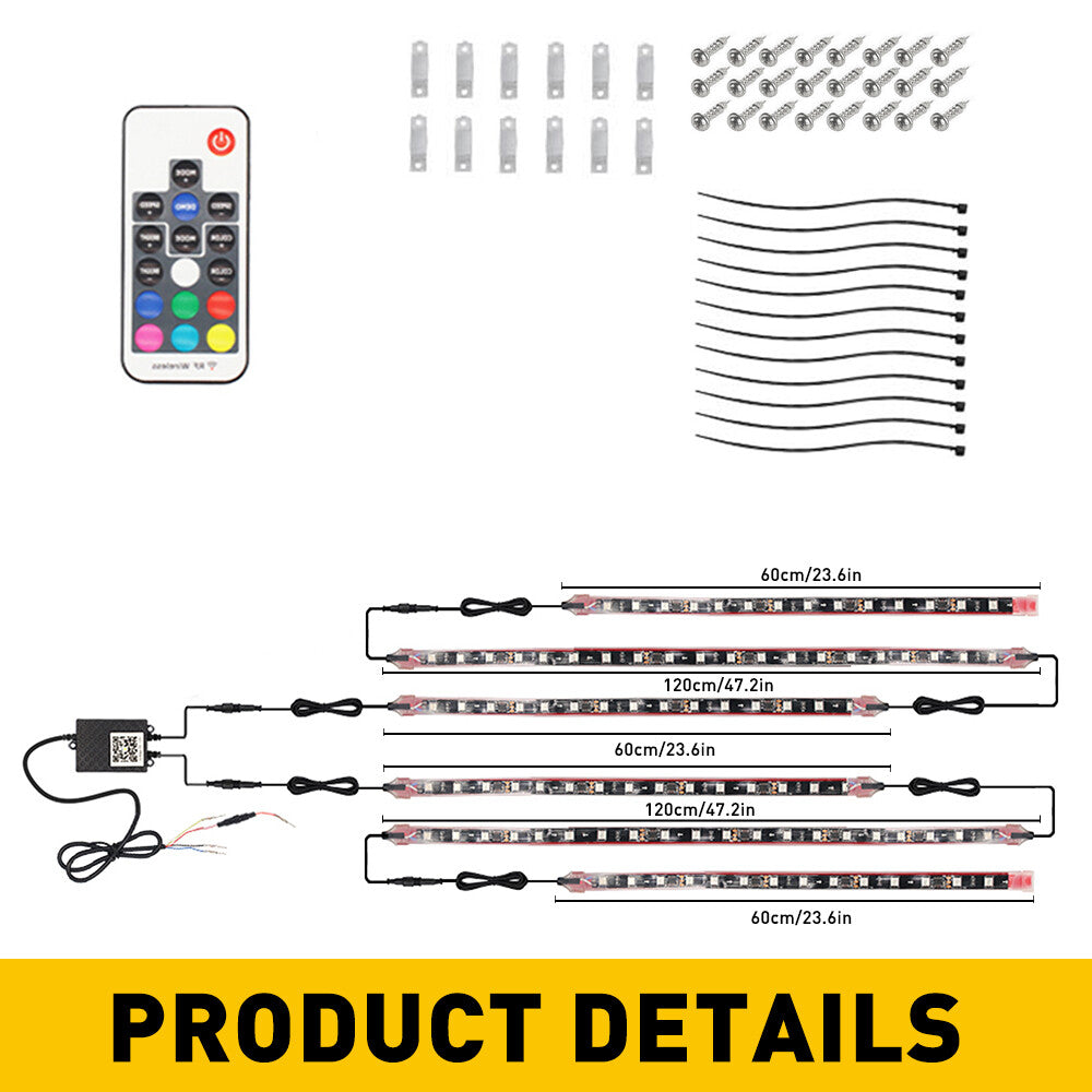 AUXITO RGB LED strip light bar underpipe neon light kit A