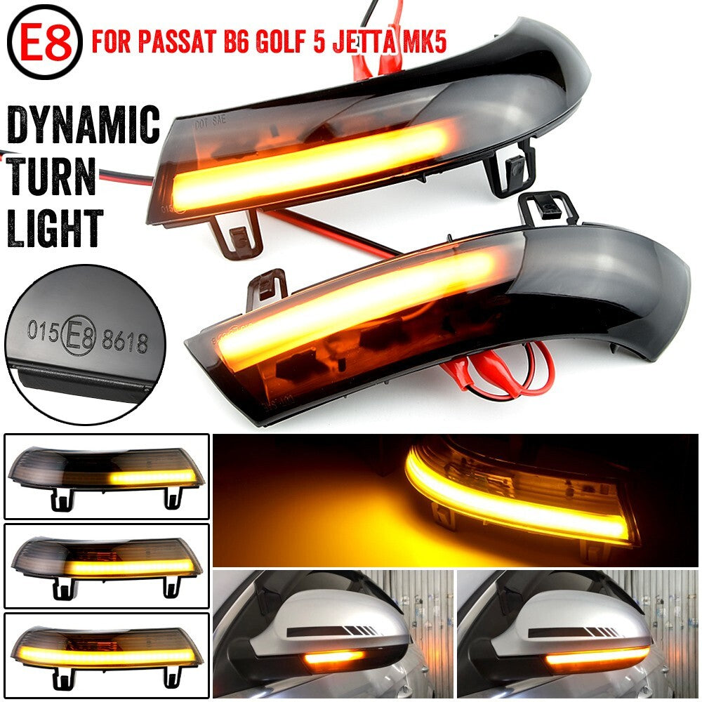 2pcs LED Side Mirror Dynamic Turn Signal Light for VW for GOLF 5 for Jetta for Passat B6