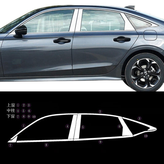 20Pcs for Honda for Civic Sedan 2022-23 Chrome Steel Window Sill Molding Cover Trim